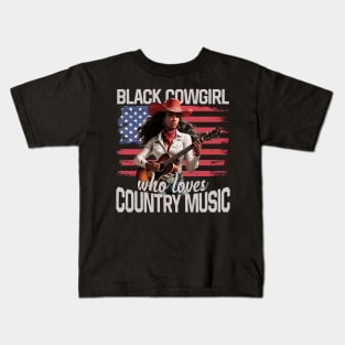 Black Cowgirl Western Rodeo Melanin Black History Texas Kids T-Shirt